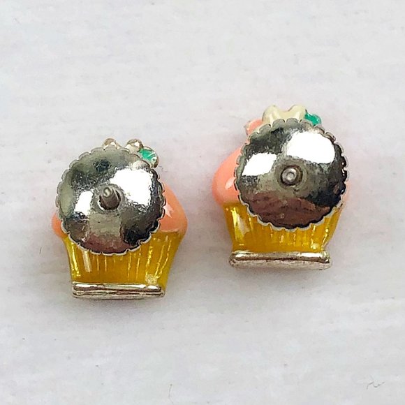 $5 CLEARANCE! Floral Cupcake Rhinestone Enamel Earrings 🧁 - Picture 9 of 13